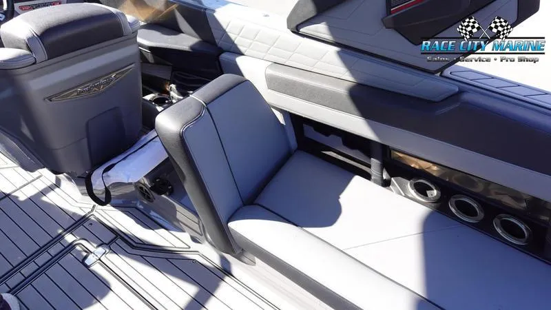 Slide: The Image of 2021 Nautique Super Air Nautique G25 interior seating with premium upholstery and sleek design. - 24