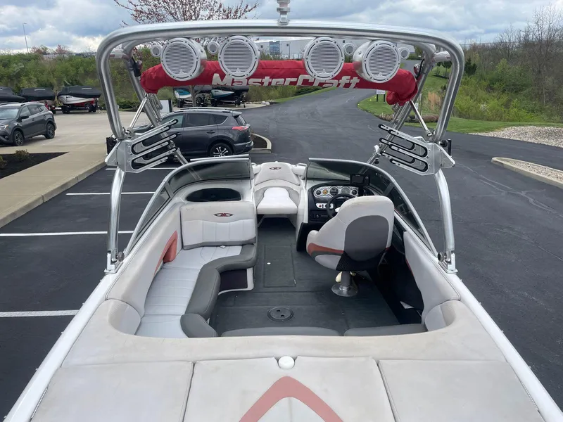 Slide: The Image of 2005 MasterCraft X-10 boat interior with wakeboard tower and speakers. - 11