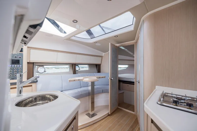 Slide: The Image of Luxurious interior of 2025 Focus Power 36 yacht with modern amenities and skylights. - 30