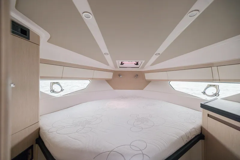 Slide: The Image of Luxurious interior of 2025 Focus Power 36 yacht with spacious bed and modern design. - 32