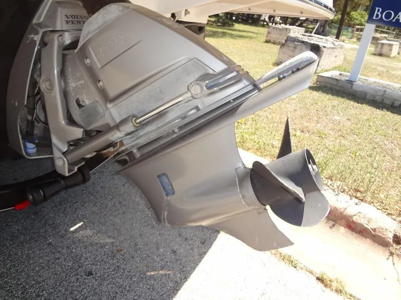 Slide: The Image of Close-up of 2019 Regal 1900 ESX boat's Volvo Penta outdrive. - 23