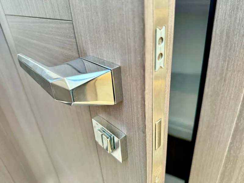 Slide: The Image of Close-up of a modern door handle on a Galeon 500 Fly yacht, 2025 model. - 28