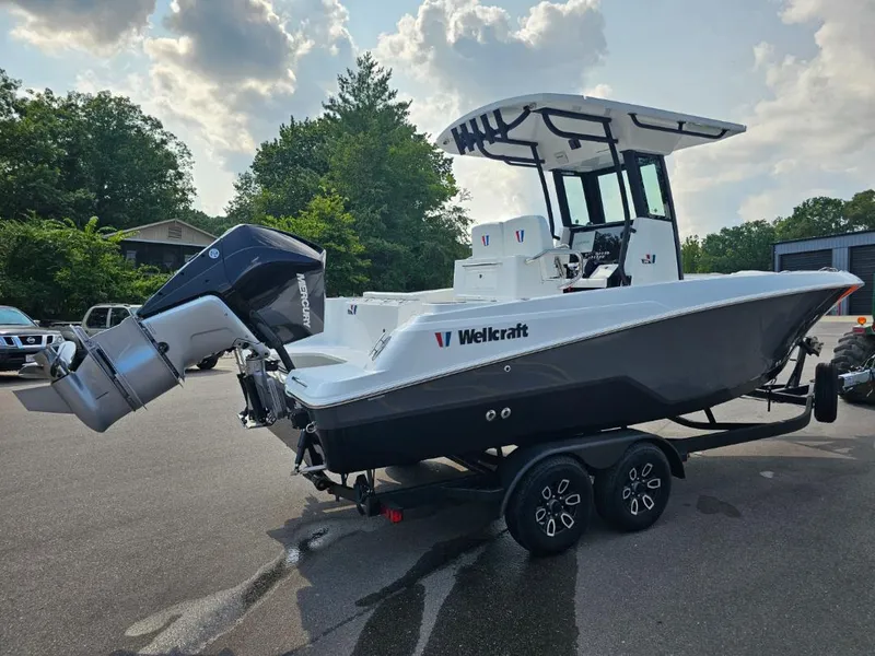 Slide: The Image of 2025 Wellcraft 243 Fisherman boat on trailer, ready for transport. - 4