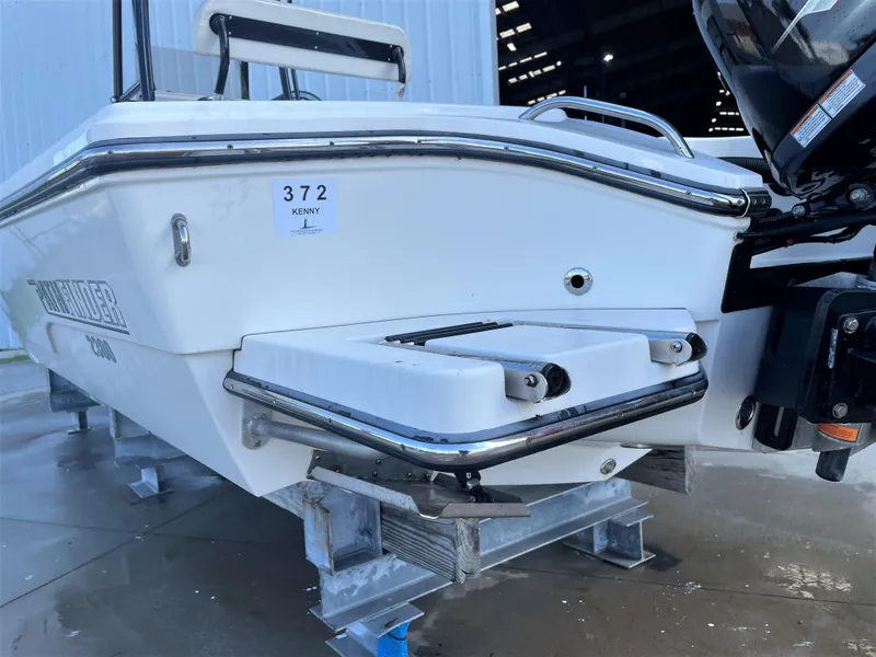 Slide: The Image of 2017 Pathfinder 2300 HPS boat on stands, rear view. - 13