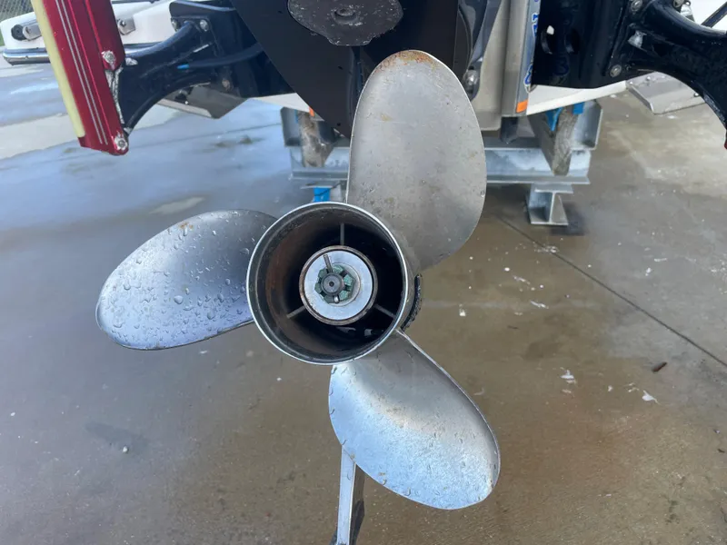 Slide: The Image of Close-up of a 2017 Pathfinder 2300 HPS boat propeller. - 18