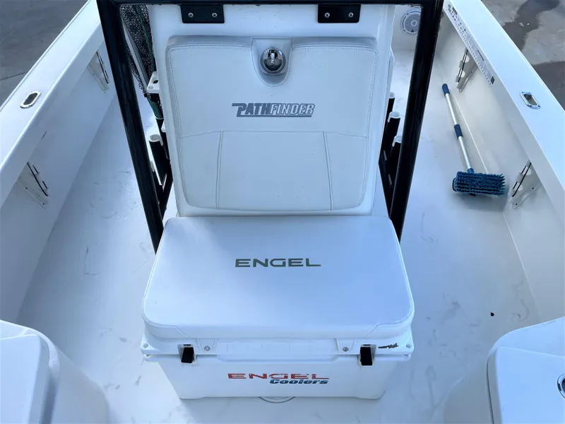Slide: The Image of 2017 Pathfinder 2300 HPS boat interior with Engel cooler and storage. - 32