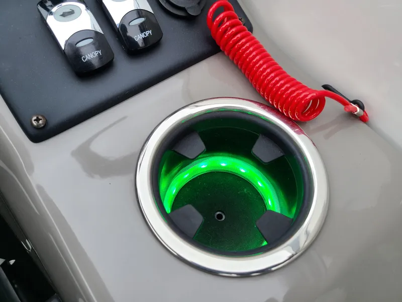 Slide: The Image of Illuminated cup holder and control panel on 2022 Barletta CORSA 25UC boat. - 39