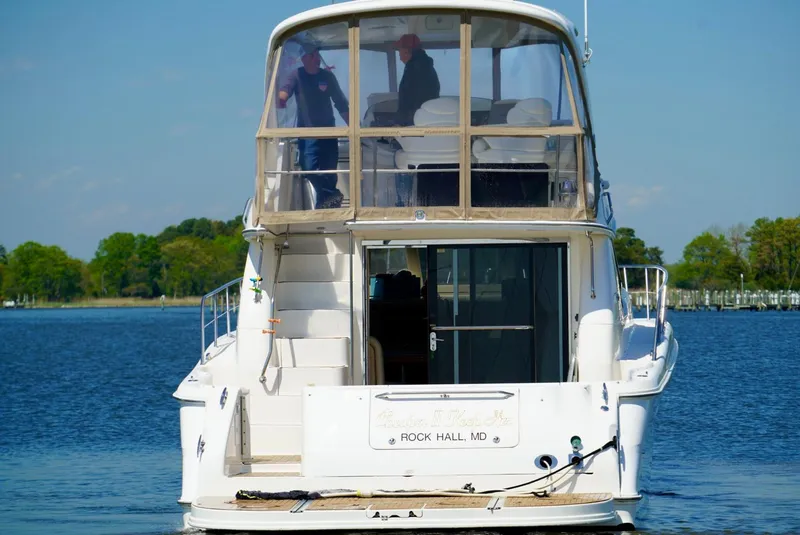 Slide: The Image of 2002 Sea Ray 480 Sedan Bridge yacht docked in Rock Hall, MD. - 11