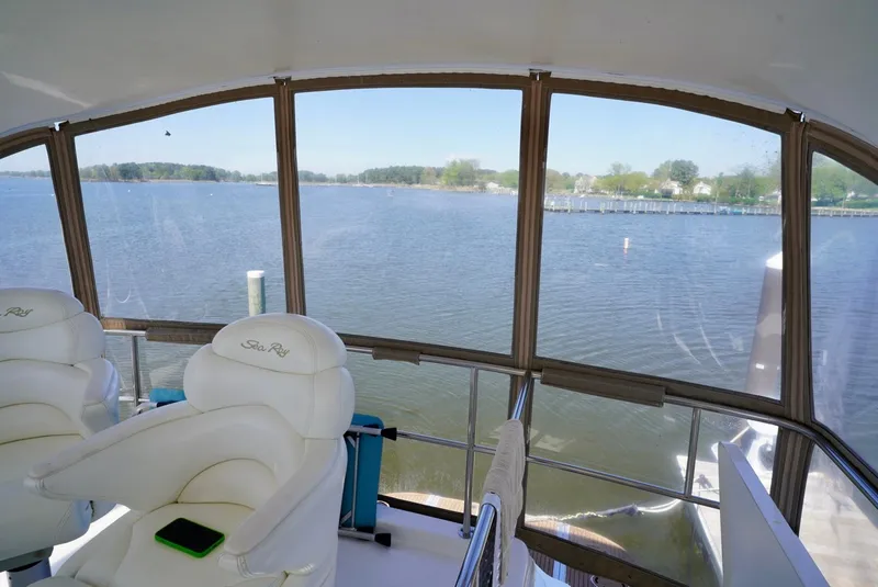 Slide: The Image of View from the helm of a 2002 Sea Ray 480 Sedan Bridge yacht. - 29