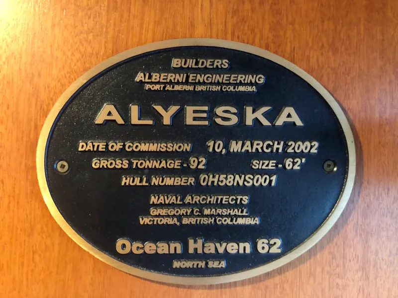 Slide: The Image of Plaque for North Sea Trawler, Alyeska, commissioned March 10, 2002, by Alberni Engineering. - 26
