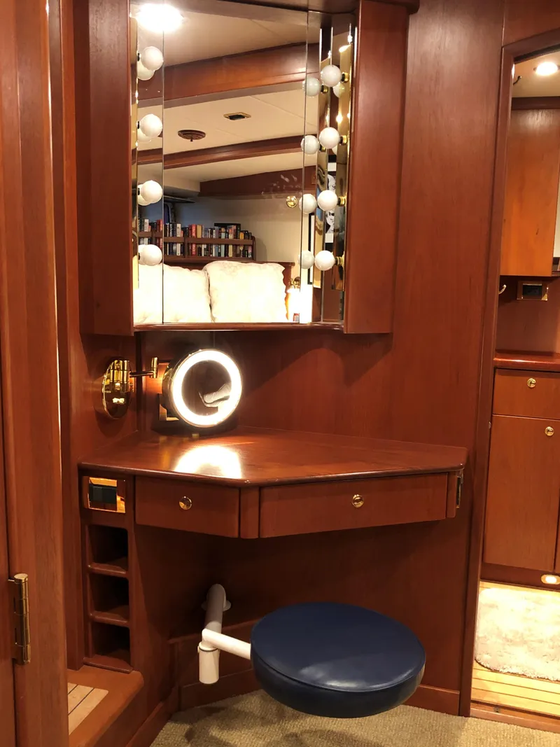 Slide: The Image of Luxurious wooden vanity area on a 2002 North Sea Trawler yacht. - 31
