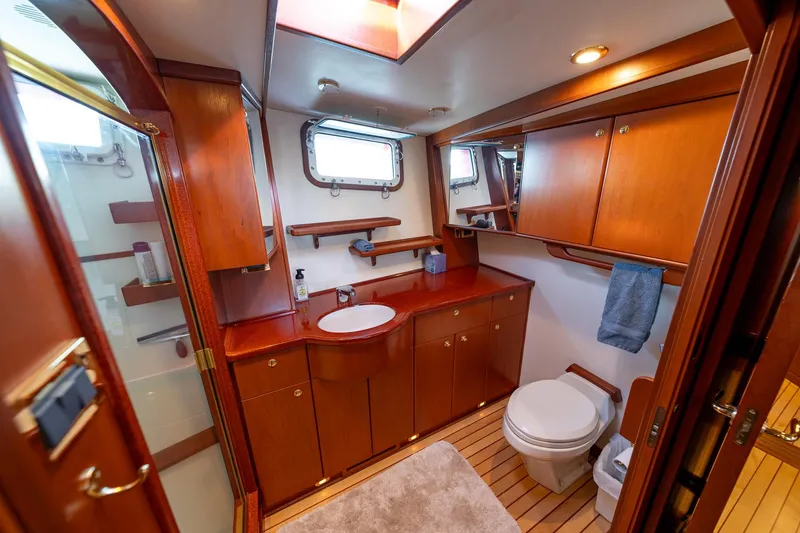 Slide: The Image of Luxurious wooden bathroom interior on 2002 North Sea Trawler yacht. - 33