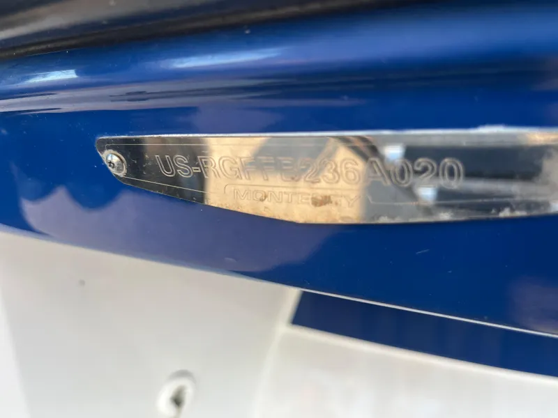 Slide: The Image of Close-up of 2020 Monterey M205 boat identification plate. - 22