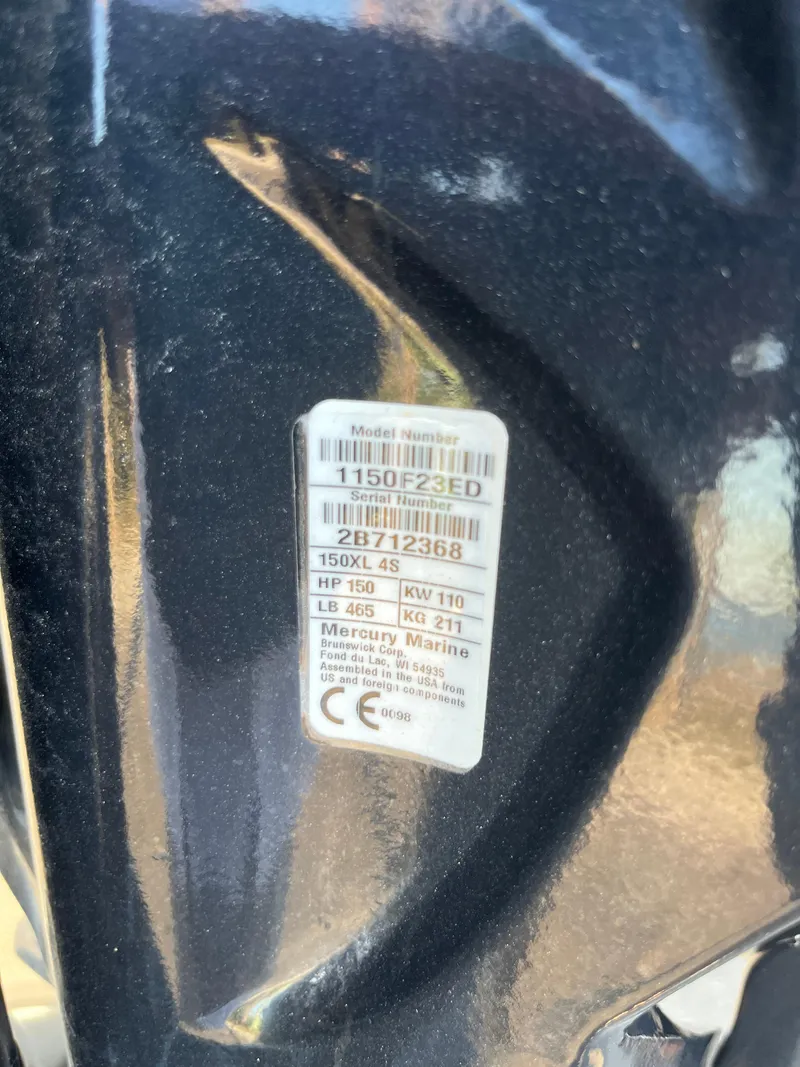 Slide: The Image of 2020 Monterey M205 boat engine label with specifications and serial number. - 23