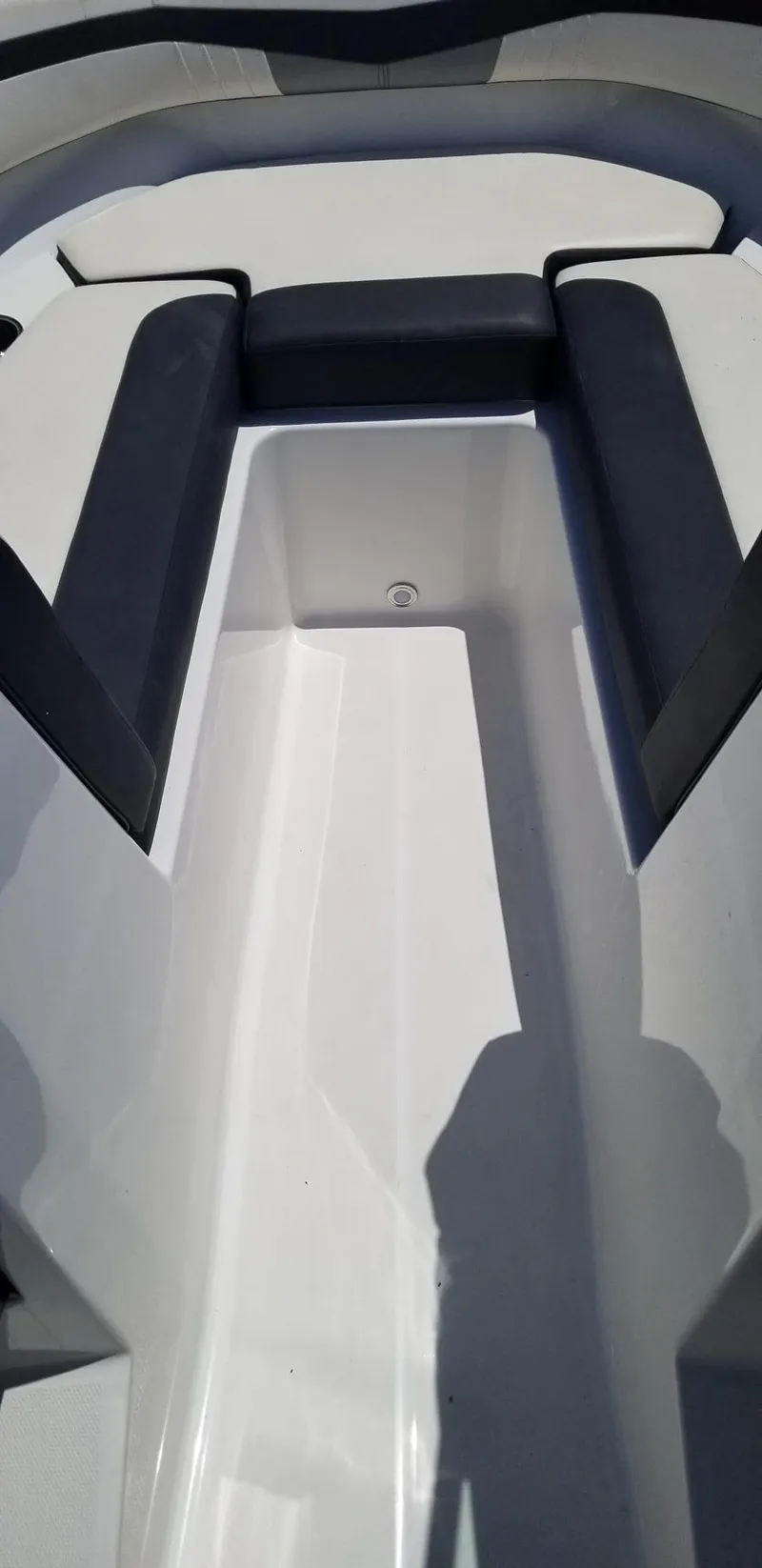 Slide: The Image of 2020 Monterey M205 boat interior with white and black seating. - 26