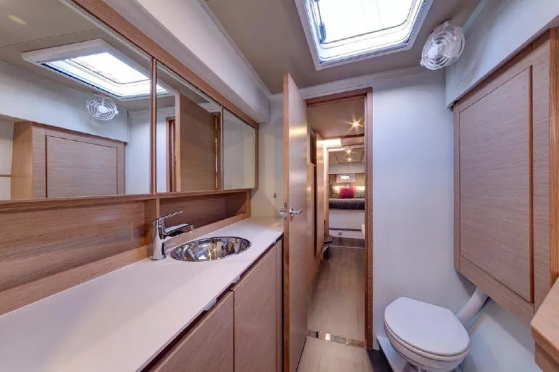 Slide: The Image of 2016 Nautitech 40 Open yacht bathroom with modern fixtures and skylight. - 7