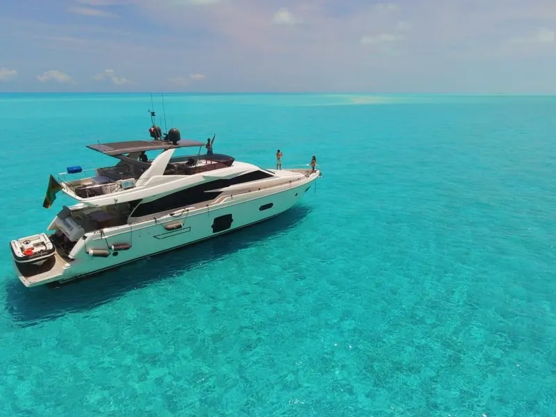 Slide: The Image of 2017 Ferretti Yachts 750 cruising in clear turquoise waters. - 3