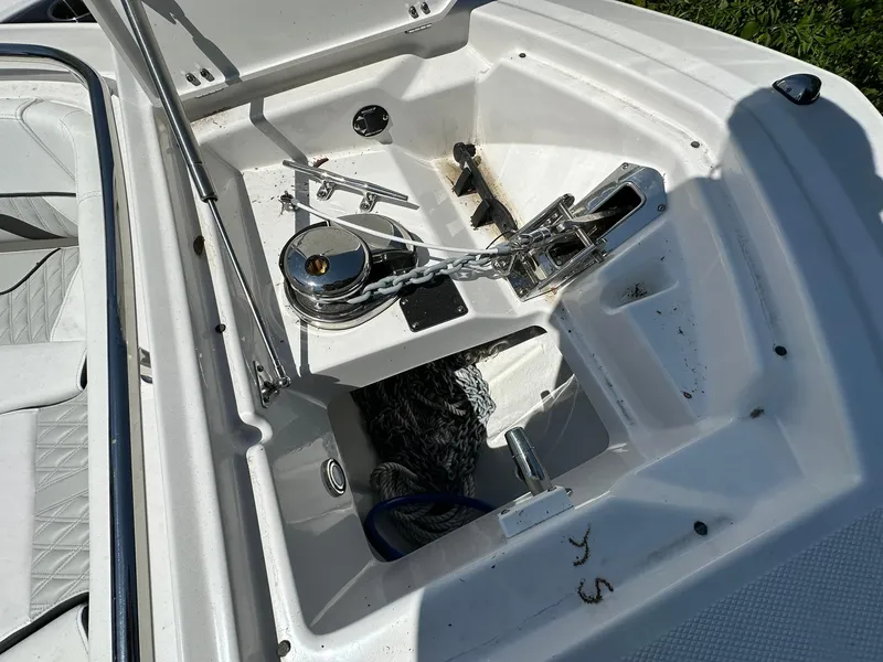 Slide: The Image of 2024 Blackfin 252 CC anchor locker with windlass and chain. - 7