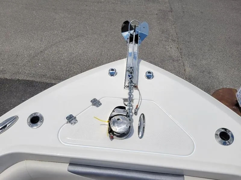 Slide: The Image of 2025 Sailfish 241 CC boat anchor and chain on deck. - 15