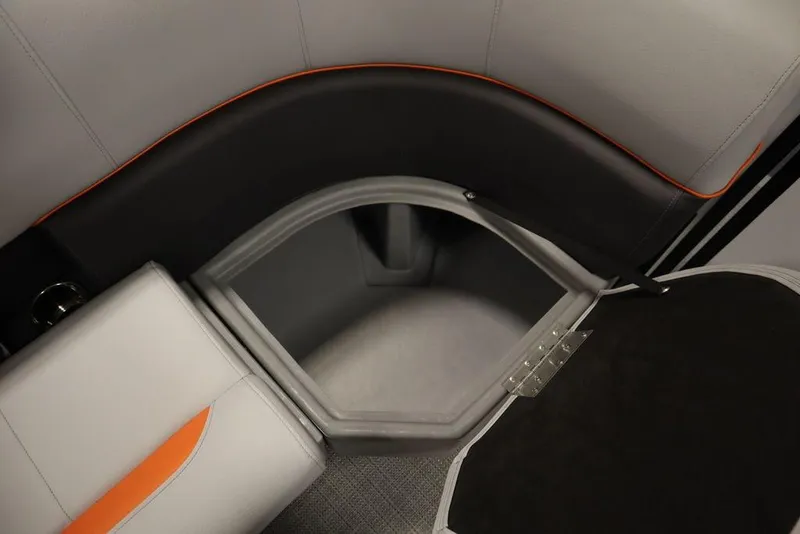 Slide: The Image of 2024 Bentley Pontoons 203 Bolt Tri-Toon interior storage compartment with sleek design. - 11