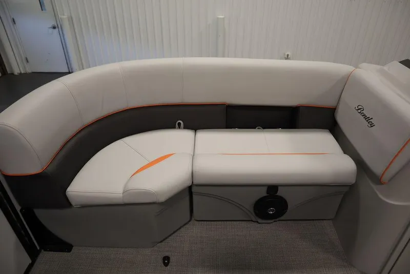 Slide: The Image of 2024 Bentley Pontoons 203 Bolt Tri-Toon interior seating with modern design and upholstery. - 14