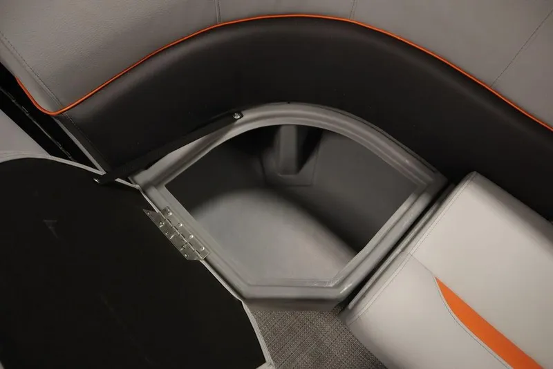 Slide: The Image of 2024 Bentley Pontoons 203 Bolt Tri-Toon interior storage compartment with sleek design. - 15