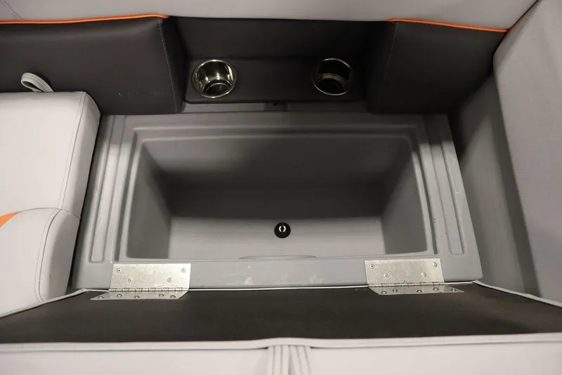 Slide: The Image of 2024 Bentley Pontoons 203 Bolt Tri-Toon storage compartment with cup holders. - 16