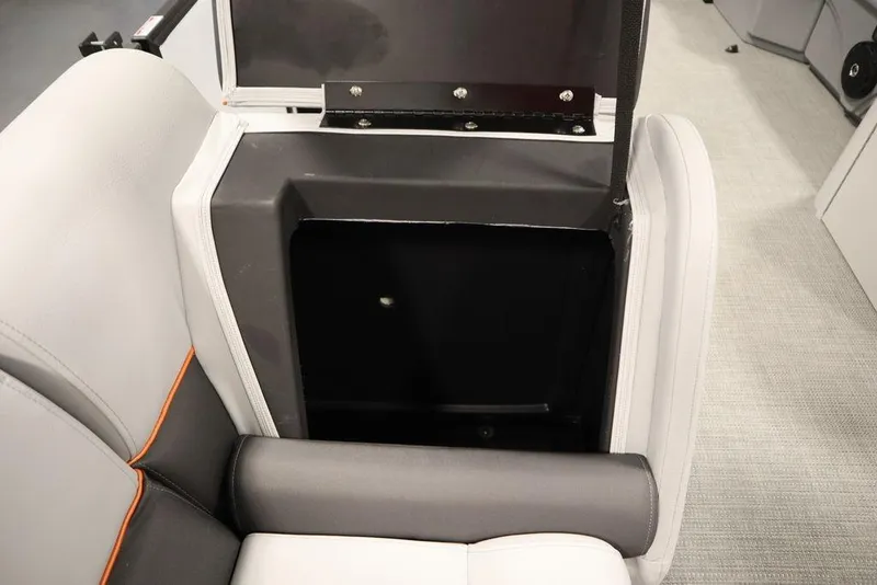 Slide: The Image of 2024 Bentley Pontoons 203 Bolt Tri-Toon interior seating with storage compartment. - 32