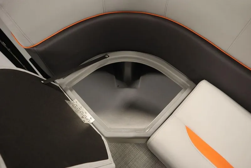 Slide: The Image of 2024 Bentley Pontoons 203 Bolt Tri-Toon interior storage compartment with sleek design and modern upholstery. - 35