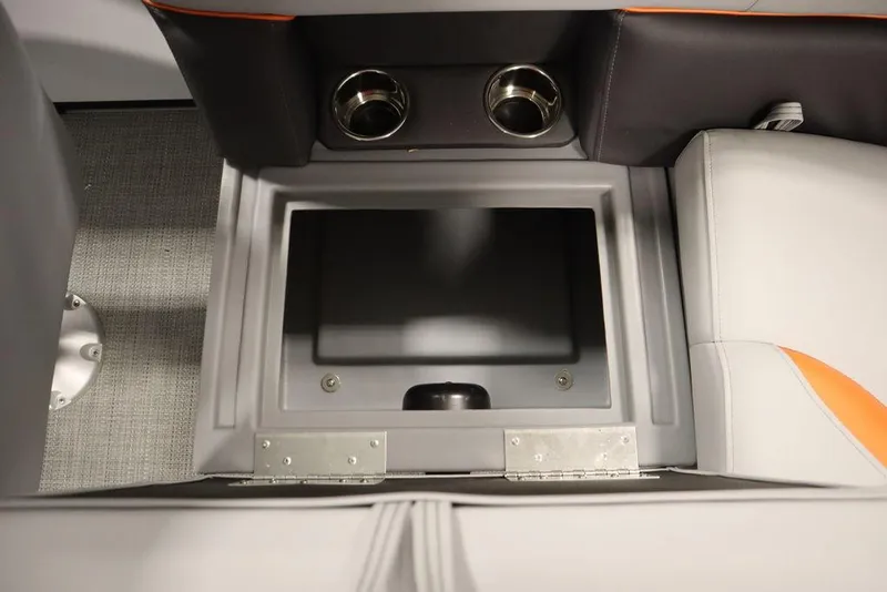 Slide: The Image of 2024 Bentley Pontoons 203 Bolt Tri-Toon interior storage compartment with cup holders. - 37