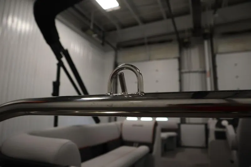 Slide: The Image of 2024 Bentley Pontoons 203 Bolt Tri-Toon interior with stainless steel railing detail. - 39