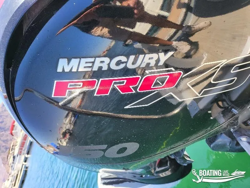 Slide: The Image of Mercury Pro XS outboard motor on a 2021 Bennington L25 Stern Radius boat. - 19