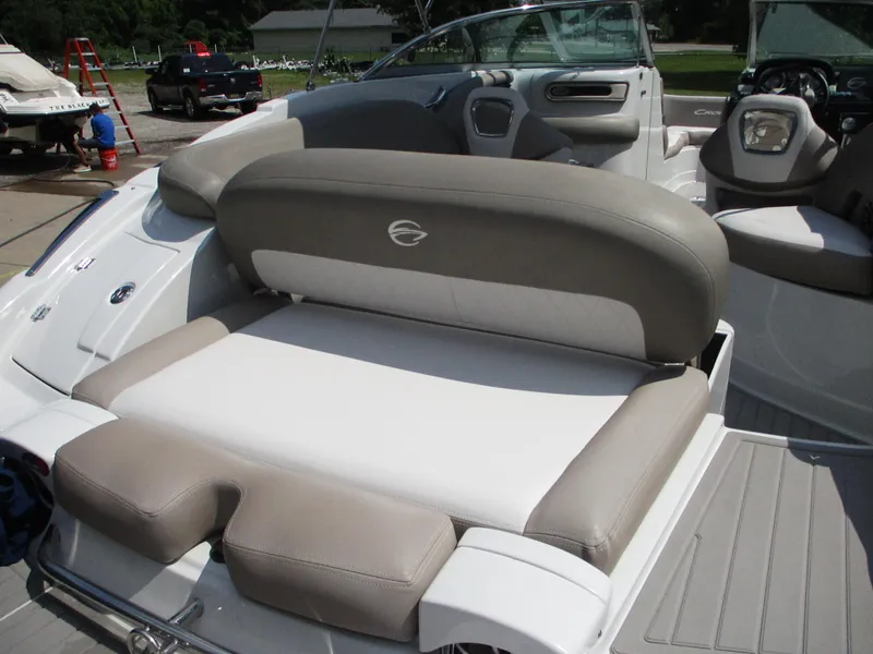 Slide: The Image of 2019 Crownline Eclipse E255 boat interior with comfortable seating. - 3