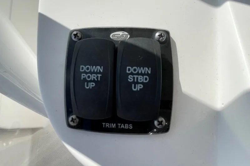 Slide: The Image of Trim tab controls on a 2017 Sea Fox 248 Commander boat. - 20