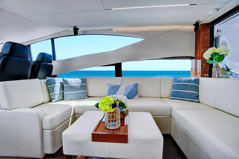 Slide: The Image of Luxurious interior of 2017 Sunseeker 68 Sport Yacht with ocean view. - 30
