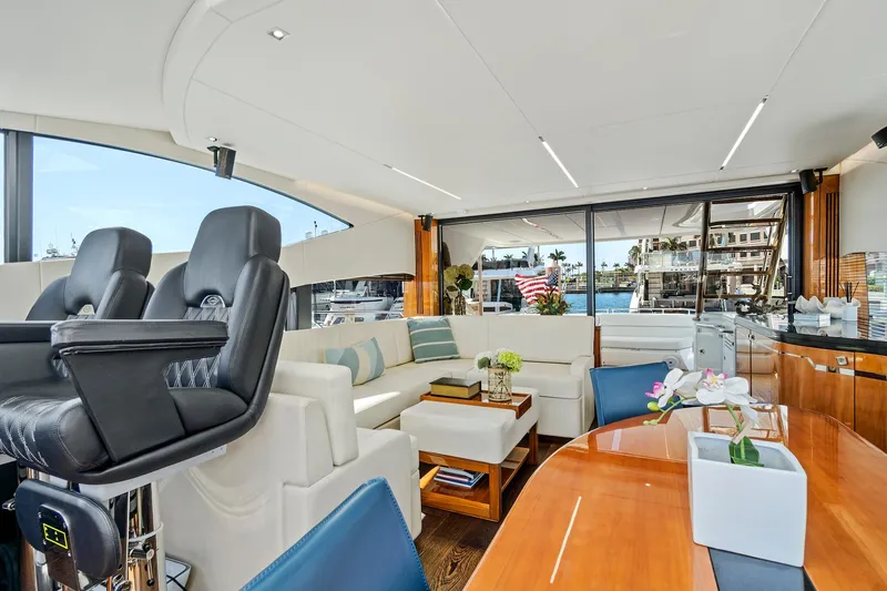 Slide: The Image of Luxurious interior of 2017 Sunseeker 68 Sport Yacht with modern seating and elegant decor. - 36