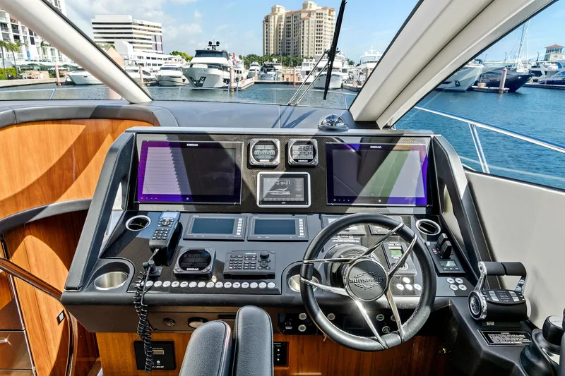 Slide: The Image of Cockpit of 2017 Sunseeker 68 Sport Yacht with modern navigation equipment. - 38