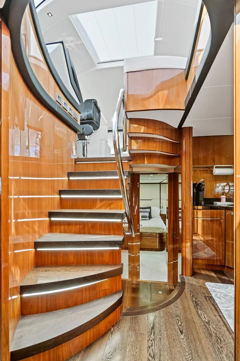 Slide: The Image of Interior of 2017 Sunseeker 68 Sport Yacht with elegant wooden staircase. - 39