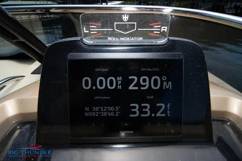 Slide: The Image of 2024 Invictus GT320S dashboard with Garmin GPS and roll indicator. - 28