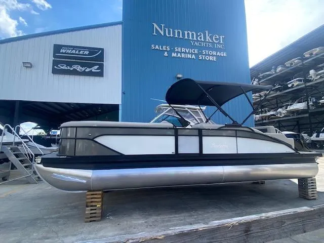 Slide: The Image of 2023 Barletta Cabrio 24 U pontoon boat at Nunmaker Yachts Inc. marina store. - 3