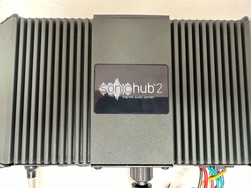 Slide: The Image of Marine audio server on a 2019 Cape Horn 22 OS boat. - 29