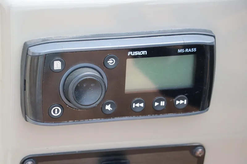 Slide: The Image of Close-up of Fusion MS-RA55 stereo system on 2020 Stingray 212SC boat. - 24