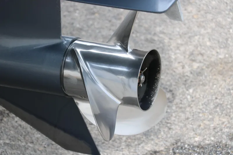 Slide: The Image of Close-up of a 2020 Stingray 212SC boat propeller. - 40