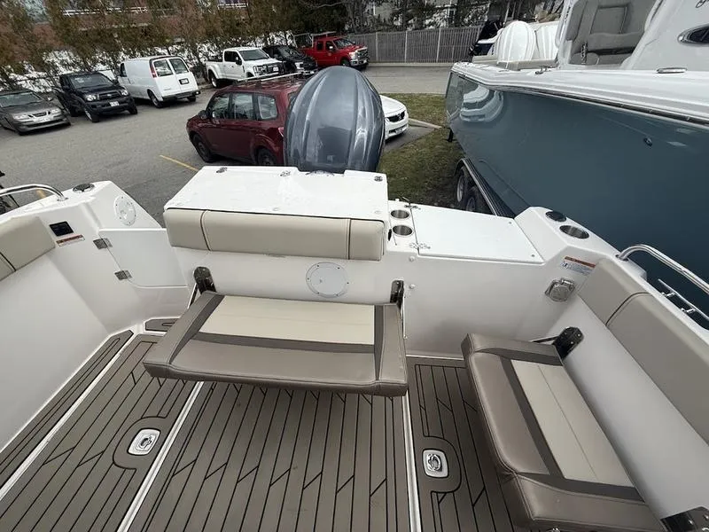 Slide: The Image of 2025 Cutwater C-248 C (COUPE) boat interior with seating and deck view. - 11