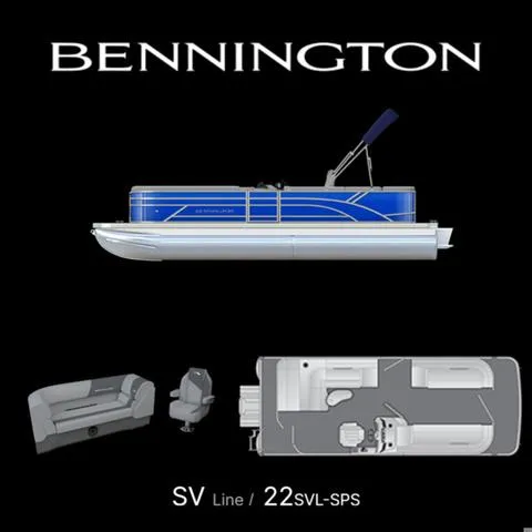 Slide: The Image of 2024 Bennington 22 SVL boat interior seating with gray and white upholstery. - 8