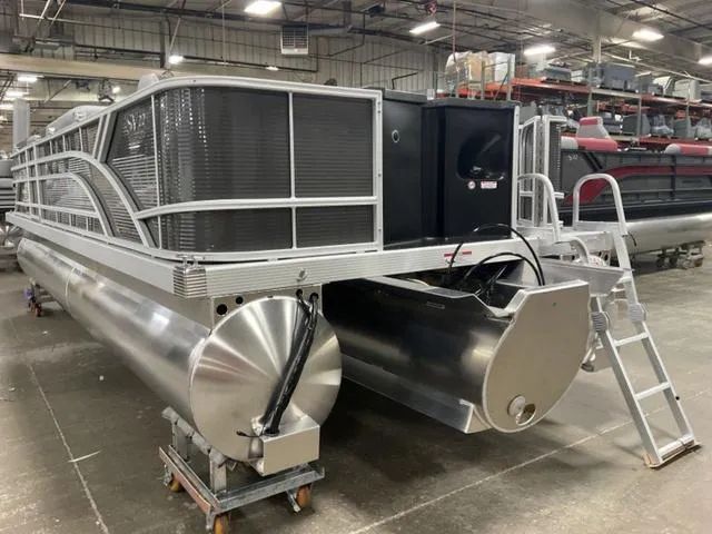 Slide: The Image of 2024 Bennington 22 SVS pontoon boat under-deck wiring and components. - 10