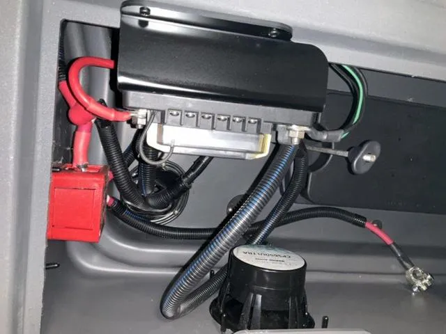 Slide: The Image of 2024 Bennington 22 SVS boat dashboard with steering wheel, control panel, and navigation system. - 17