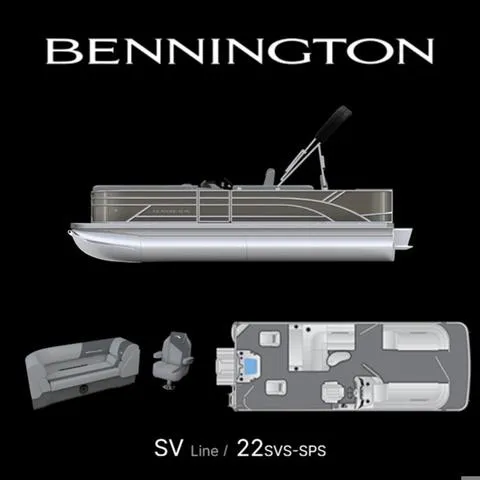Slide: The Image of 2024 Bennington 22 SVS pontoon boat in a warehouse, rear view. - 8