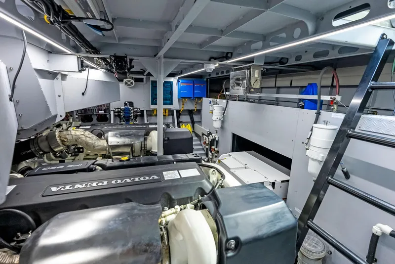 Slide: The Image of Engine room of 2022 Vanquish Yachts VQ58 with Volvo Penta engines. - 28