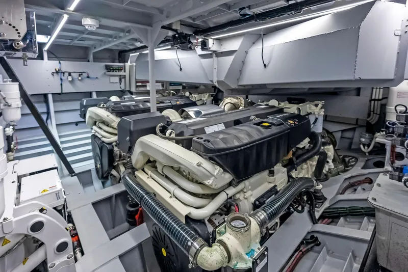 Slide: The Image of Engine room of 2022 Vanquish Yachts VQ58 with twin engines. - 30